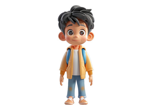 [免摳素材]3D卡通男孩背著書包