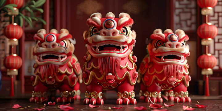 舞獅的AI圖片