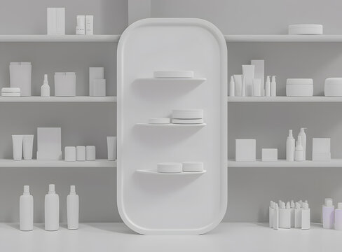 白色化妝品架子模型