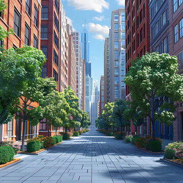 街道兩旁的高樓大廈