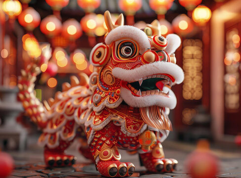中國新年舞獅裝飾
