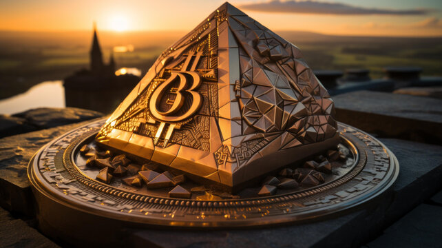 金色比特幣金字塔