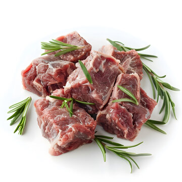生的牛羊肉配迷迭香