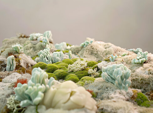 巖石上的苔蘚和地衣