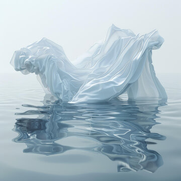 白色織物漂浮在水面上