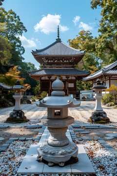 日本傳統(tǒng)寺廟秋景