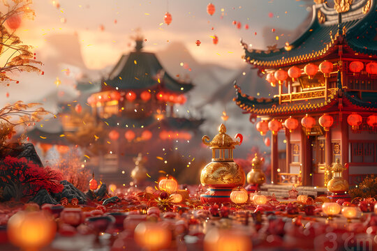 祥和的中國(guó)新年景象