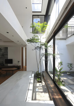 現(xiàn)代室內(nèi)設計，室內(nèi)花園和天窗
