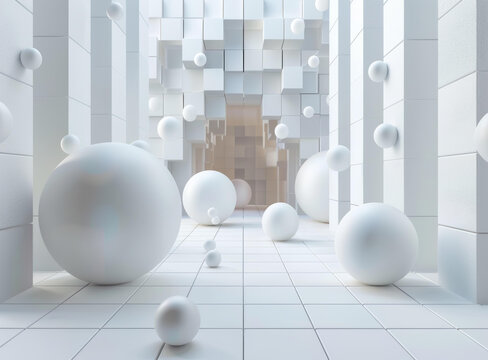 科幻隧道與漂浮球體