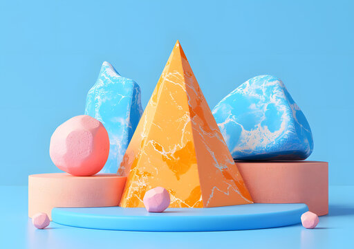 彩色幾何圖案的抽象3D形狀