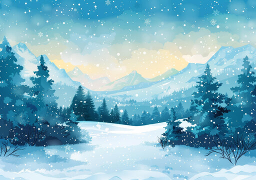 雪景山脈的AI圖片