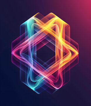 五彩繽紛的抽象 3D 幾何圖形插圖