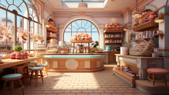歐式風(fēng)格的烘焙店內(nèi)景