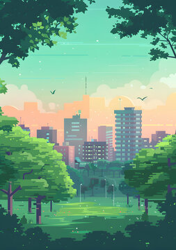 城市公園綠樹景觀