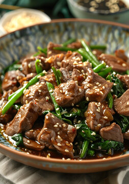 牛肉菠菜炒芝麻