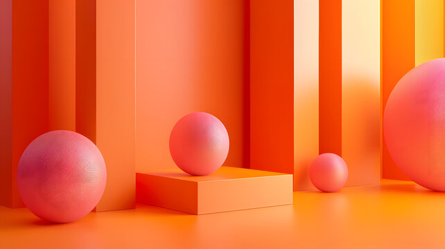 橙色簡(jiǎn)約球體展示臺(tái)