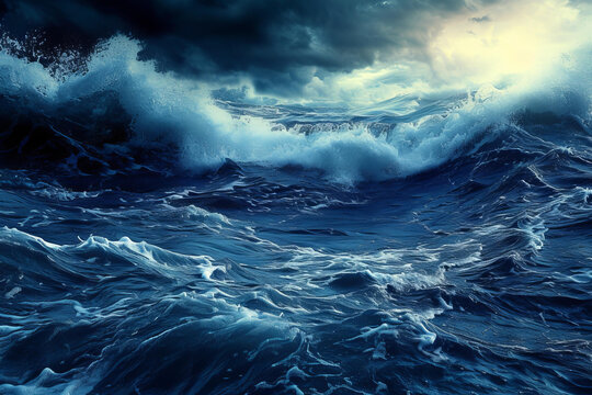 狂風(fēng)暴雨的海上巨浪