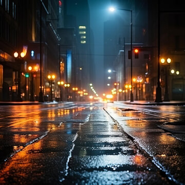 雨夜城市街景