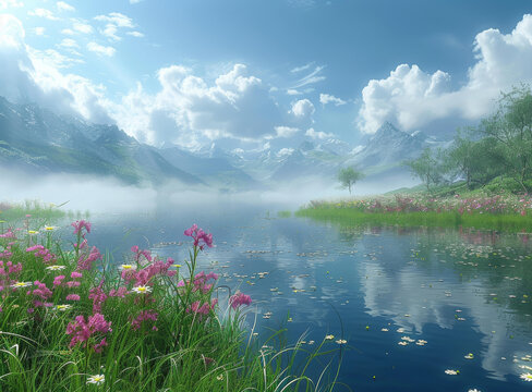 湖光山色美景