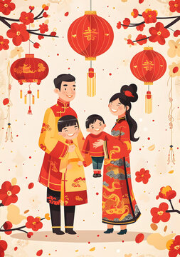 中國新年快樂家庭