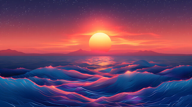 日落前的海面