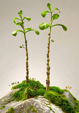 巖石上的綠色植物