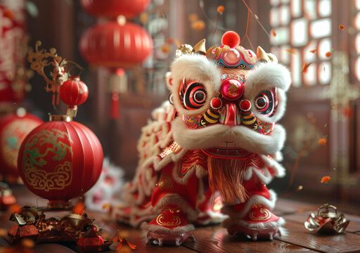 舞獅的AI圖片