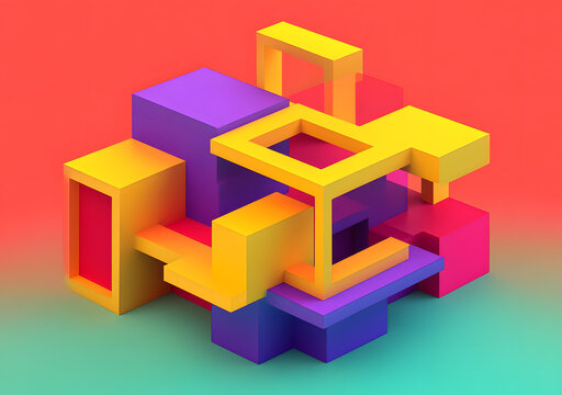 抽象幾何圖形3D
