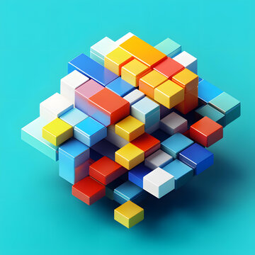 抽象彩色積木3D