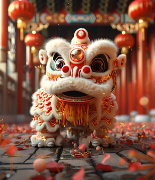 舞獅的AI圖片