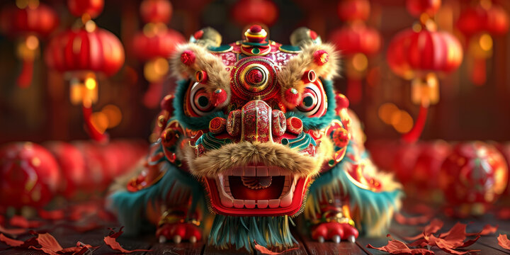 舞獅的AI圖片