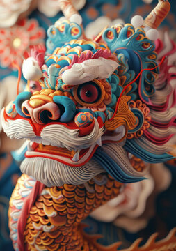 舞龍剪紙的AI圖片