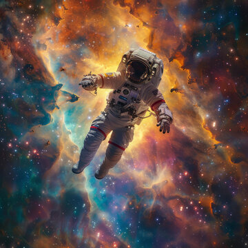 身穿宇航服的宇航員探索浩瀚太空