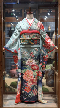 一件帶花卉圖案的和服