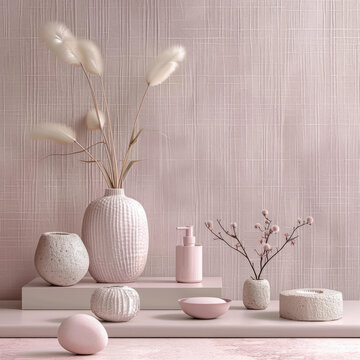 粉色的花瓶和裝飾品