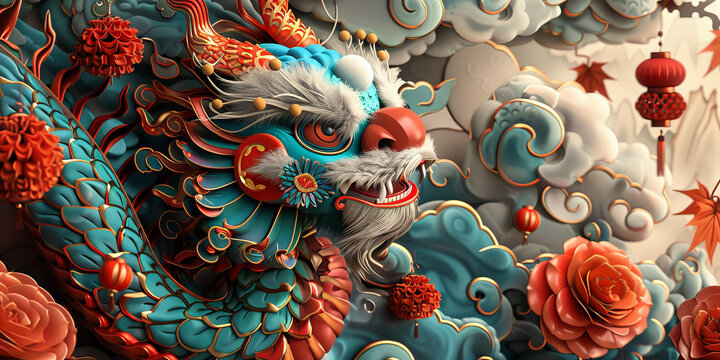 祥龍獻(xiàn)瑞的AI圖片