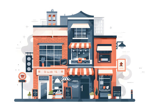 充滿(mǎn)活力色彩的城市街道商店街景