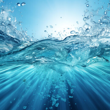 水下海洋波浪和氣泡