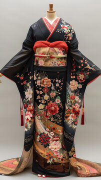 一件帶花卉圖案的和服