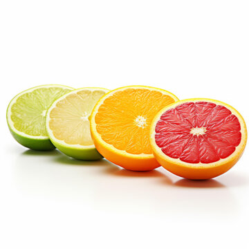 四種柑橘水果的剖面圖