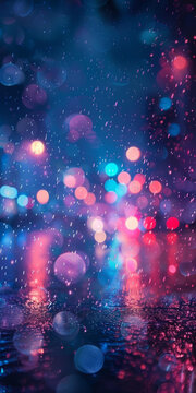 雨夜城市燈光模糊背景