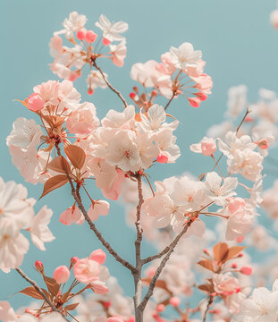 春日櫻花盛放藍(lán)天