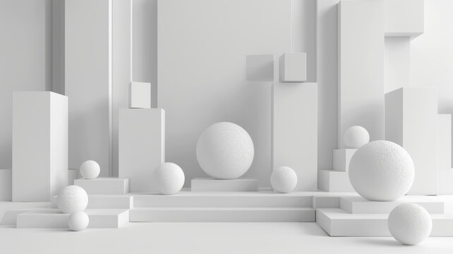 白色幾何球體抽象背景