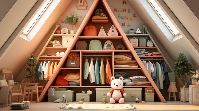 閣樓里堆滿了衣服和玩具
