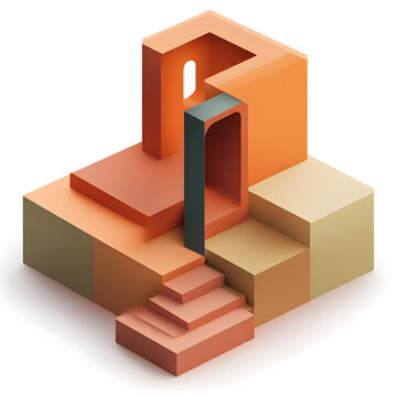 抽象幾何建筑結(jié)構(gòu)3D渲染圖
