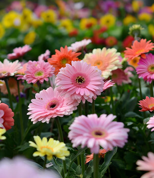 粉色非洲菊花田
