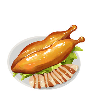 北京美食北京烤鴨插畫