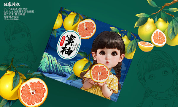 柚子包裝插畫