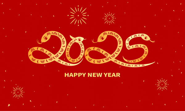 2025年蛇年矢量插畫背景圖