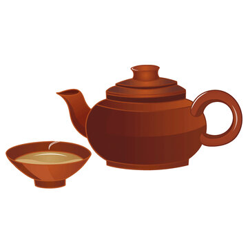 茶杯與茶壺矢量插畫元素